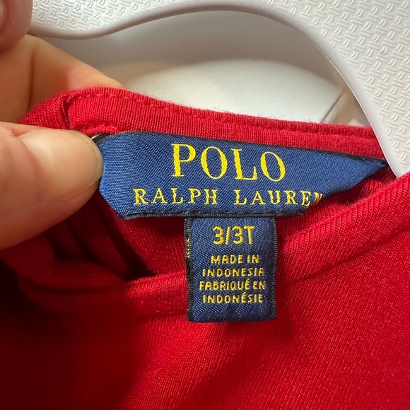 Polo Ralph Lauren Girls Red Tiered Stretch Interlock Dress (Size 3/3T) - Picture 3 of 6